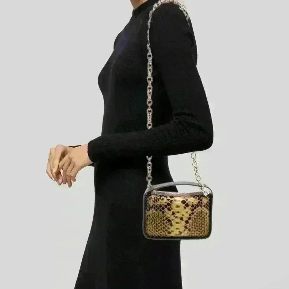 STAND STUDIO Leather Trim Snakeskin Handle Bag - Picture 3 of 5